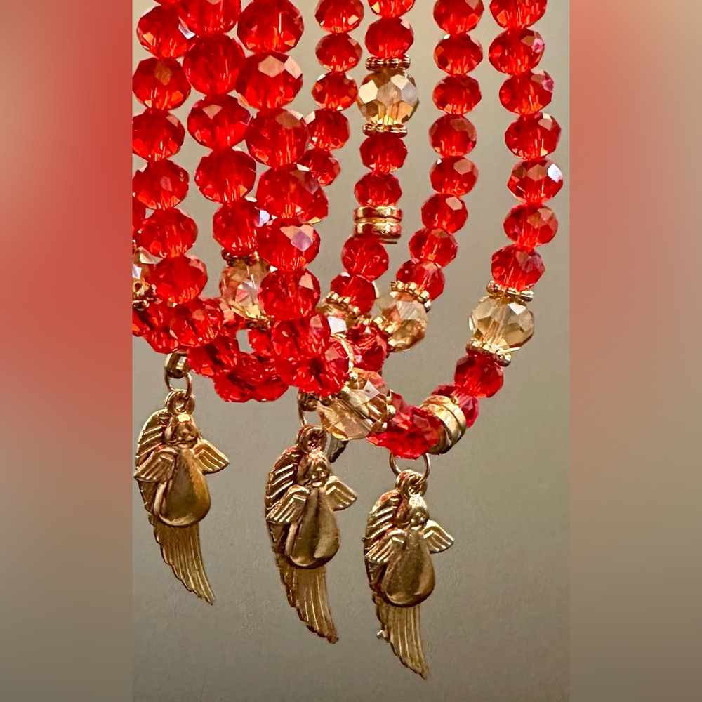 Set of 3 Beautiful glass beads with Angel and Wing Charms bracelets